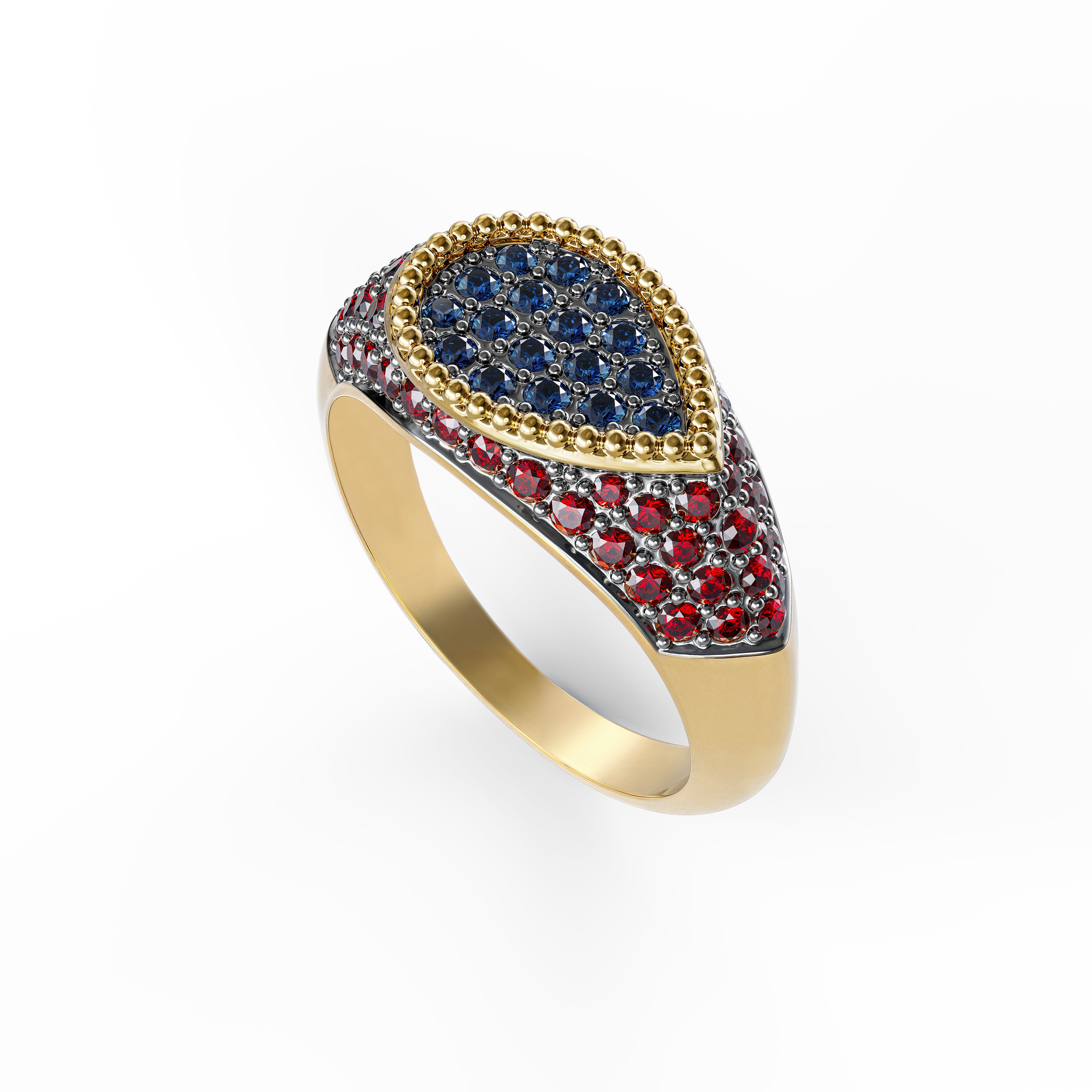 Ruby and Sapphire Petal Ring