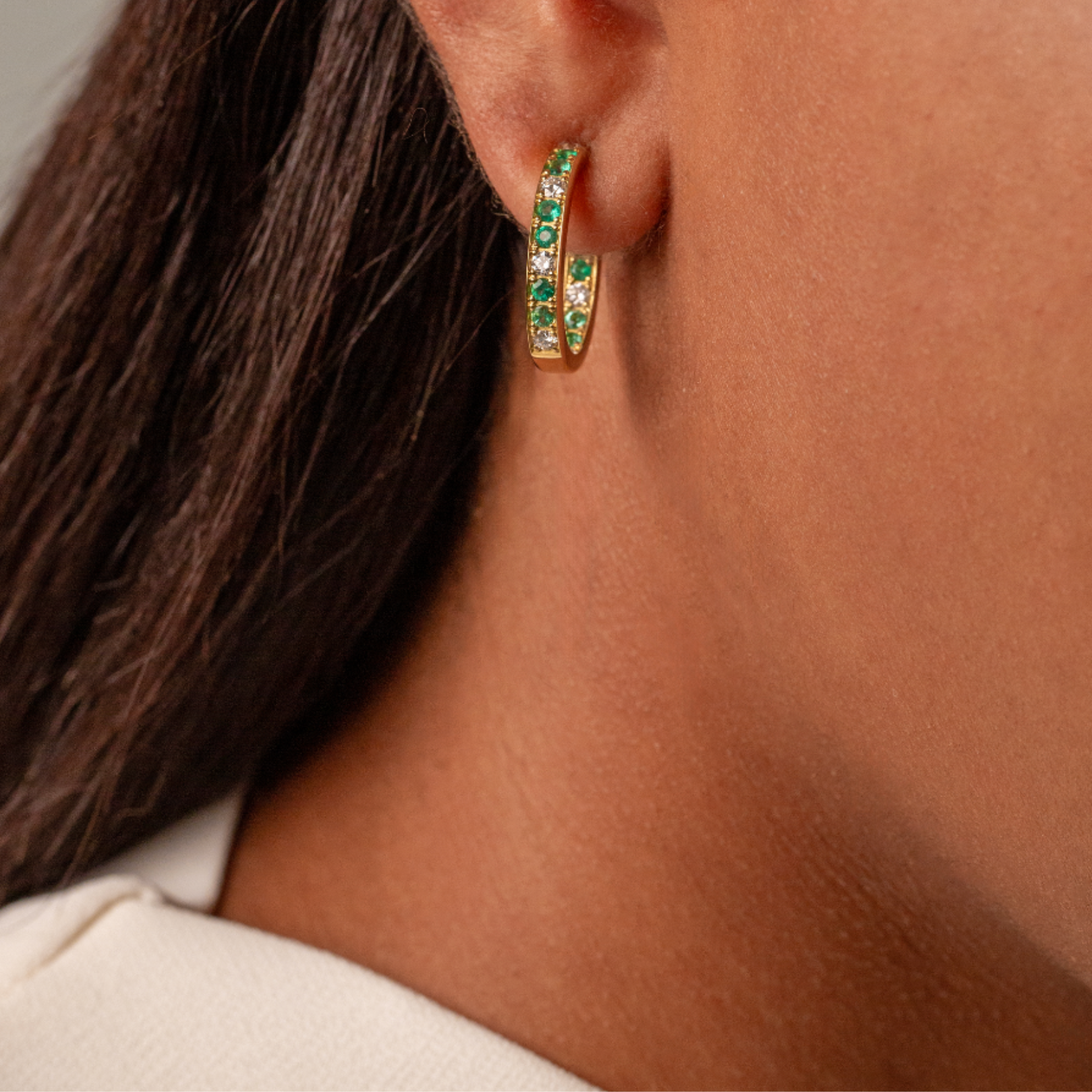 Emerald Hoop Earrings
