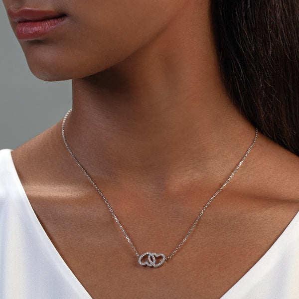 Diamond Heart Duet Necklace