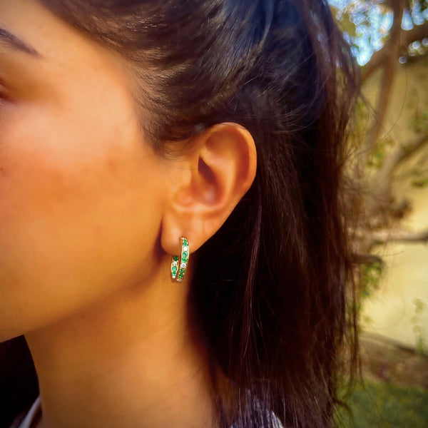 Emerald Hoop Earrings