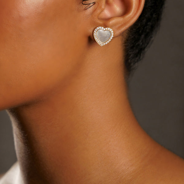 Mother of Pearl Heart Earrings