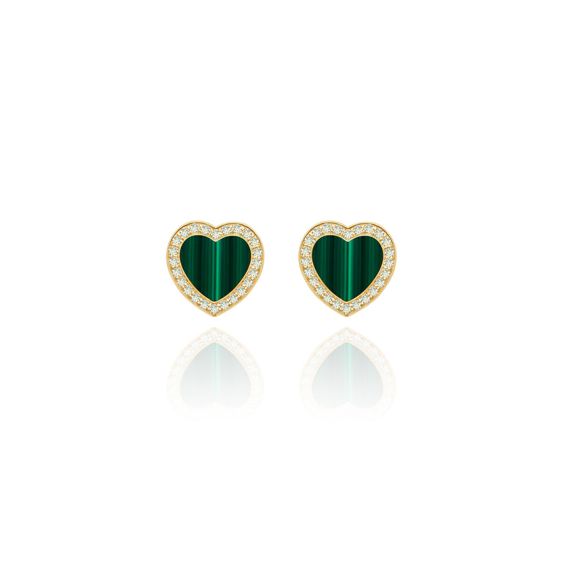 Malachite Heart Earrings