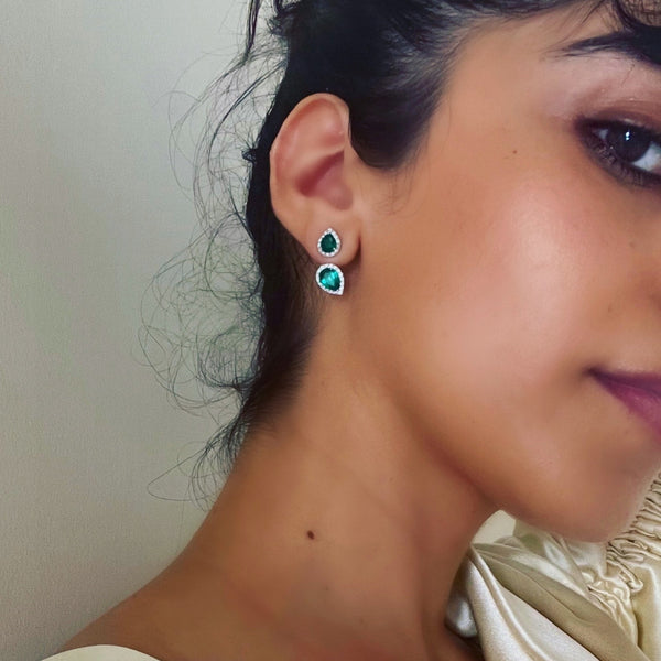 Twin Pear Emerald Earrings